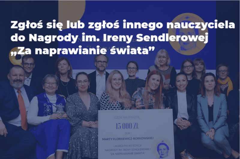 Rusza nabór do 16. edycji Nagrody im. Ireny Sendlerowej "Za naprawianie świata"