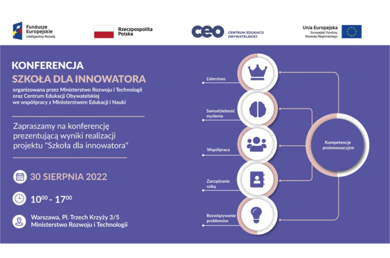 Konferencja prezentująca wyniki realizacji projektu "Szkoła dla Innowatora" | 30.08