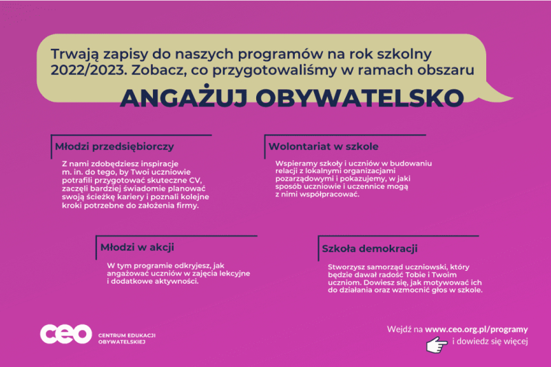 Angażuj obywatelsko - zgłoś klasę do programu edukacyjnego!