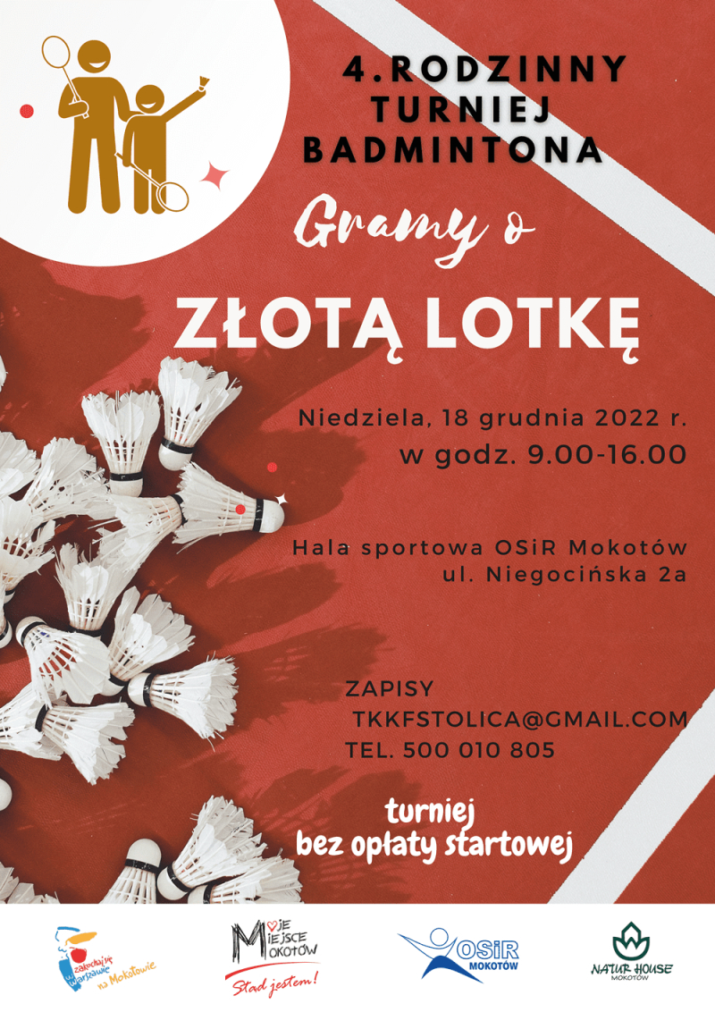 Rodzinny Turniej Badmintona „Gramy o Złotą Lotkę”