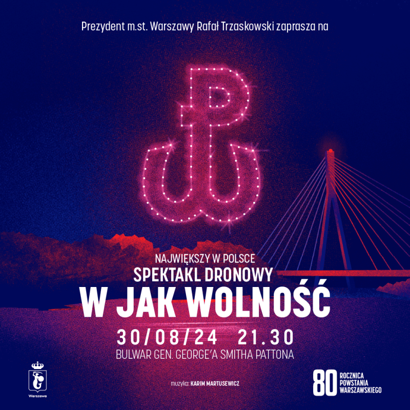 Spektakularny pokaz dronów upamiętni Powstanie Warszawskie
