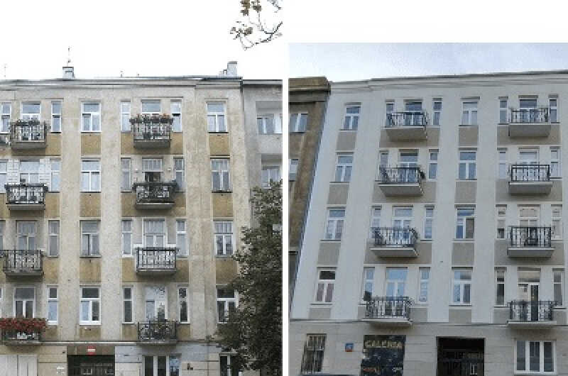 Odnowione kamienice przy ulicy Konopackiej na Pradze