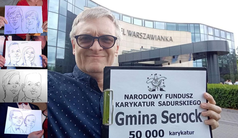 Znany karykaturzysta rysuje na Mazowszu. Wesołe portrety na eventach