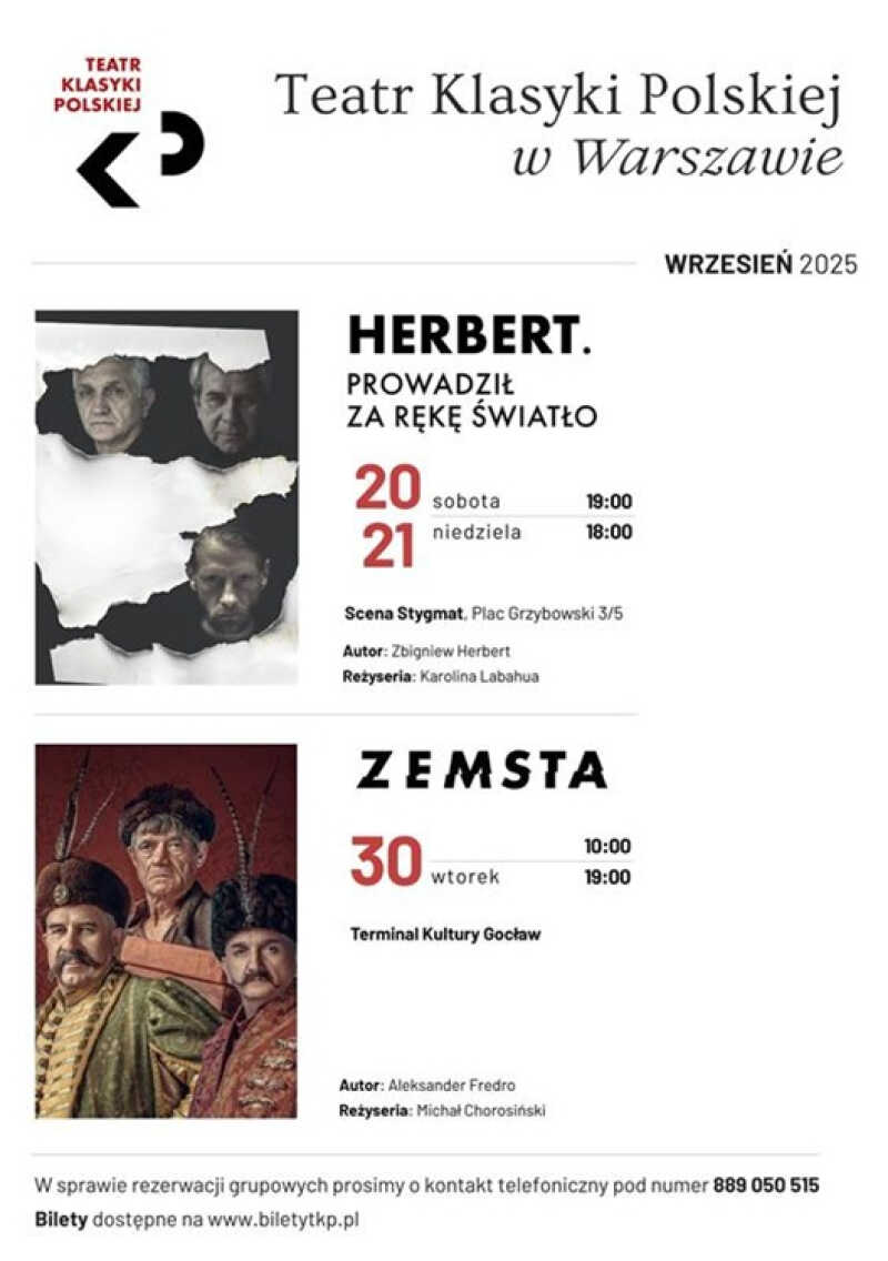 Wrzesień w Warszawie z klasyką - spektakle Teatru Klasyki Polskiej
