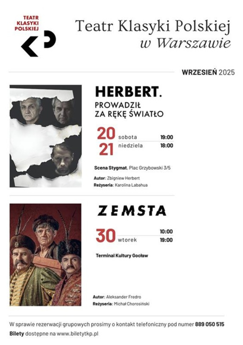 Wrzesień w Warszawie z klasyką - spektakle Teatru Klasyki Polskiej