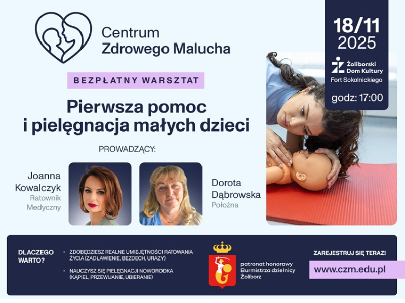 Bezpłatne warsztaty -  Pierwsza pomoc i pielęgnacja małych dzieci - warsztaty dla rodziców i opiekunów