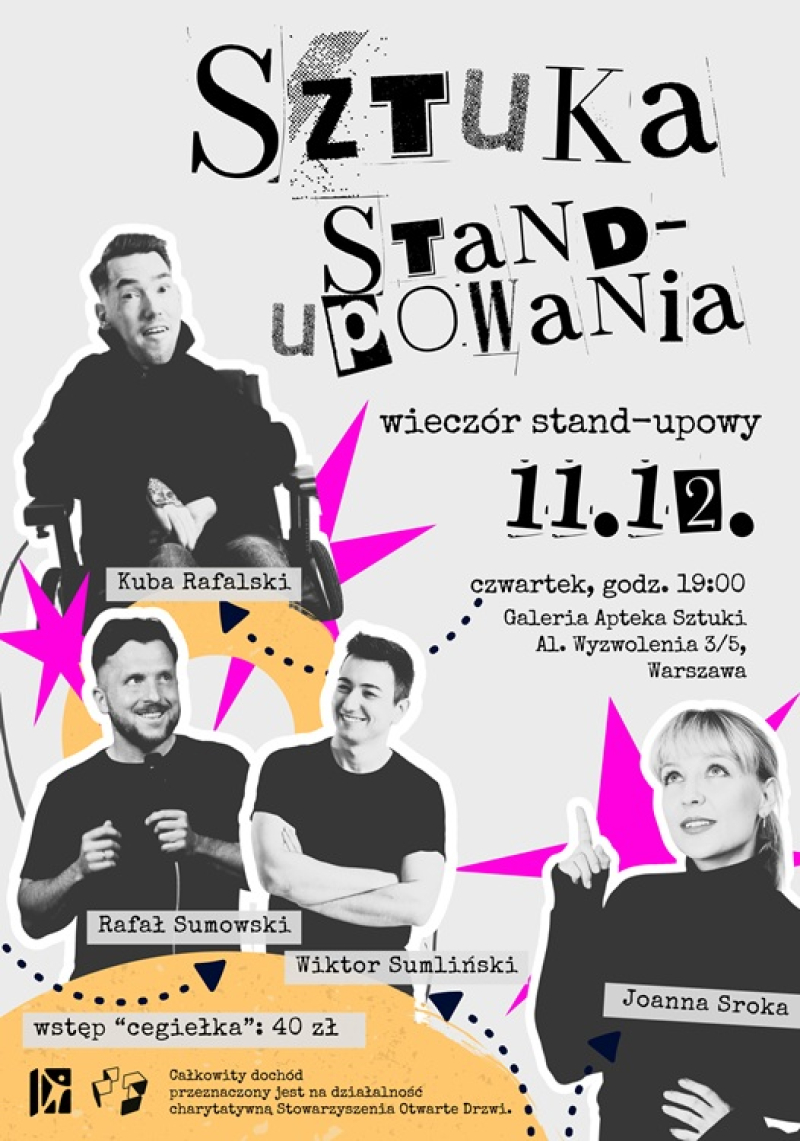 Sztuka Stand-upowania – charytatywny stand-up w Galerii Apteka Sztuki
