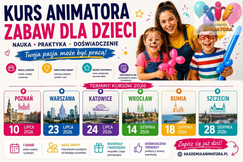 Jak wygląda dzień na Kursie Animatora Zabaw dla Dzieci? Krok po kroku