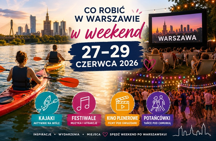 Co robić w Warszawie w weekend 27-29 czerwca 2026? Kajaki, festiwale, kino plenerowe i potańcówki