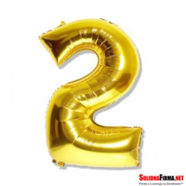 Balon foliowy Cyfra „2” – złoty –  42 Cale - 106 cm