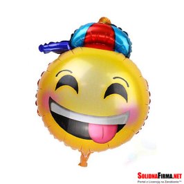 Balon Foliowy Emotikon - Buźka w Czapce - 64,5 x 44 cm