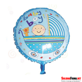 Balon Foliowy z Motywem Wózka i Napisem Baby Boy - 18 Cali