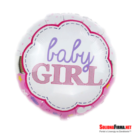 Okrągły Balon Foliowy z Napisem - Baby Girl - 18 Cali