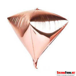 Balon Foliowy 3D w Kształcie Diamentu - Różowo Złoty