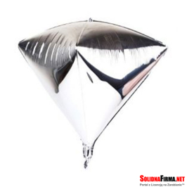 Balon Foliowy 3D w Kształcie Diamentu - Srebrny
