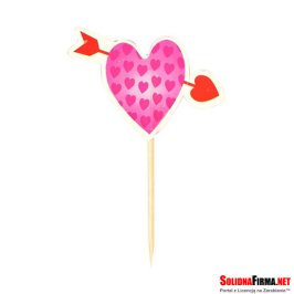 Pikery, wykałaczki - serce przebite strzałą - 12 sztuk Opakowanie