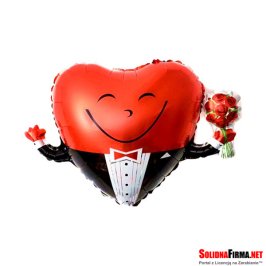 Balon Foliowy - MRS Serce w Garniturze - 63 x 48 cm