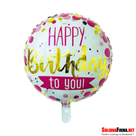 Okrągły Balon Foliowy z Napisem “ Happy Birthday To You “ - 18 cali