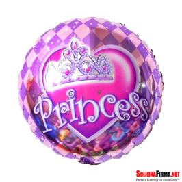 Balon Foliowy Okrągły - Princess - Fioletowy  - 18 cali