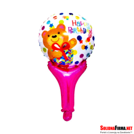 Balon foliowy - LIZAK MIŚ HAPPY BIRTHDAY - różowy 51 x 28 cm
