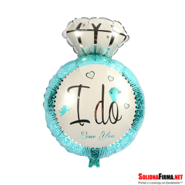 Balon foliowy PIERŚCIONEK - I DO - niebieski