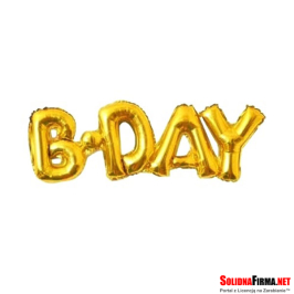 Balon foliowy napis B-DAY - złoty - wymiary 48 x 91 cm