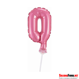 Balon foliowy na patyczku  " Cyfra 0 " - Różowy - 13 cm