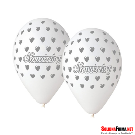 Balony Premium „Nowożeńcy”, białe, 12" / 5 sztuk