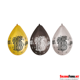 Balony Premium „18 - Sto lat”, metaliczne, 12" / 6 sztuk - wiszące
