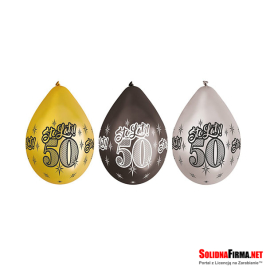 Balony Premium „50 - Sto lat”, metaliczne, 12" / 6 sztuk - wiszące