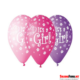 Balony Premium „It's a Girl”, 12" / 5 sztuk
