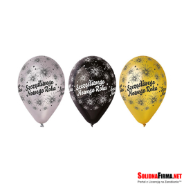 Balony Premium "Szczęśliwego Nowego Roku" metaliczne, 12" / 6 sztuk