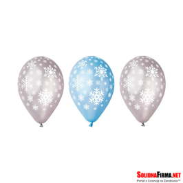Balony Premium „Płatki śniegu”, metaliczne, 12", 5 szt.