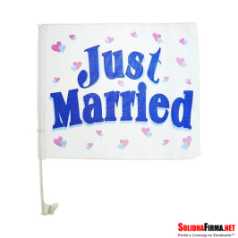 Flaga do samochodu Nowożeńcy - Just Married