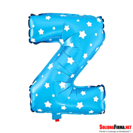Balon Foliowy Litera "Z" - niebieski w gwiazdki - 45 cm