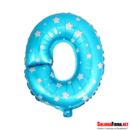 Balon Foliowy Litera "O" - niebieski w gwiazdki - 45 cm