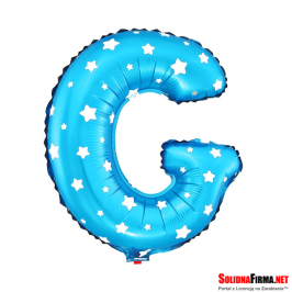 Balon Foliowy Litera "G" - niebieski w gwiazdki - 45 cm