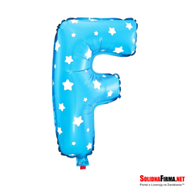 Balon Foliowy Litera "F" - niebieski w gwiazdki - 45 cm