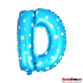 Balon Foliowy Litera "D" - niebieski w gwiazdki - 45 cm