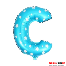 Balon Foliowy Litera "C" - niebieski w gwiazdki - 45 cm