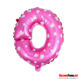 Balon Foliowy Litera "O" - różowy w serduszka - 45 cm