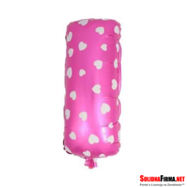 Balon Foliowy Litera "I" - różowy w serduszka - 45 cm