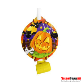 Zestaw 6 trąbek z medalionem - Halloweenowa dynia