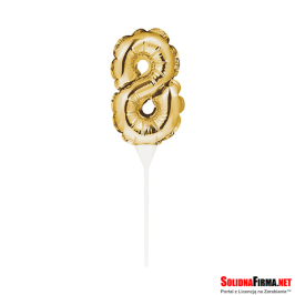 Balon foliowy samopompujący Cyfra "8" - złoty - 22,5cm