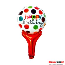 Balon foliowy - LIZAK HAPPY BIRTHDAY - w groszki  51 x 28 cm