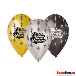 Balony Premium „W dniu urodzin”, metaliczne, 12" / 6 sztuk