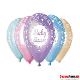 Balony Premium „Baby shower”, metaliczne, 12" / 5 sztuk