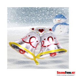 Balon foliowy - Balon Świąteczny Dzwonek Srebrny 98 cm x 72 cm