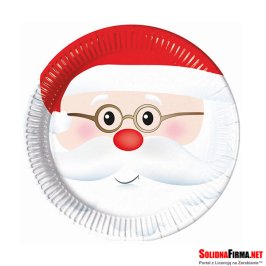 Talerzyki papierowe - „Uroczy Mikołaj” - 23 cm, 8 szt.