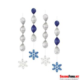 Dekoracja wisząca - „Płatki śniegu”, dł. 46 cm, 4 szt.